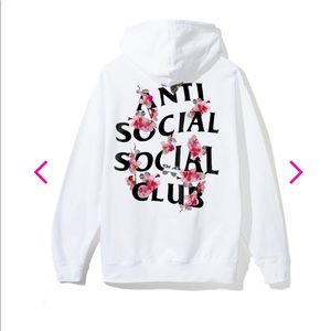 Anti Social Social Club white zip-up Hoodie